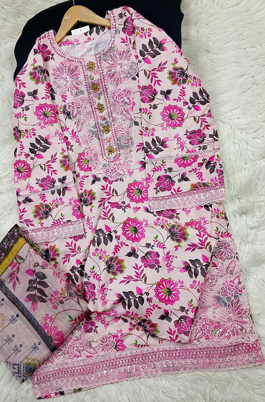 3 PIECE - EMBROIDERED LAWN SUIT