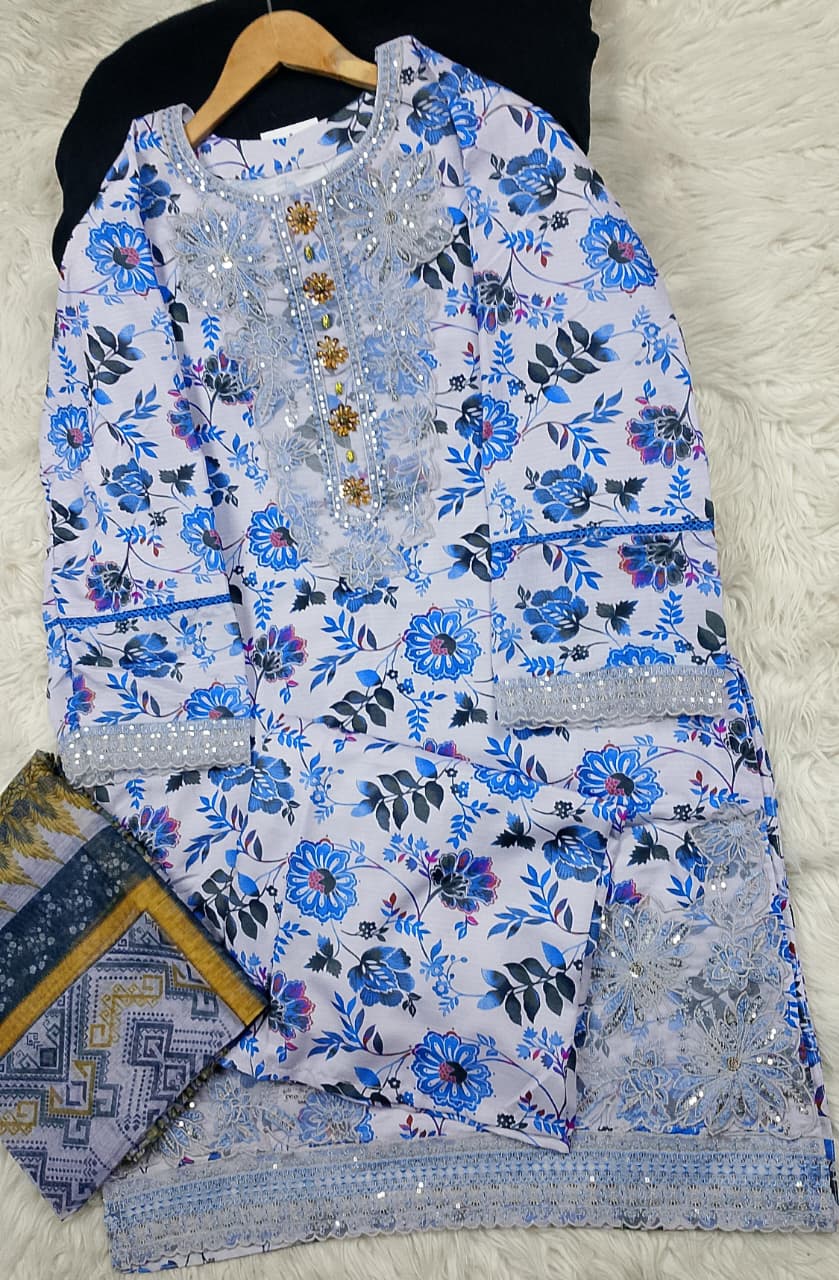 3 PIECE - EMBROIDERED LAWN SUIT