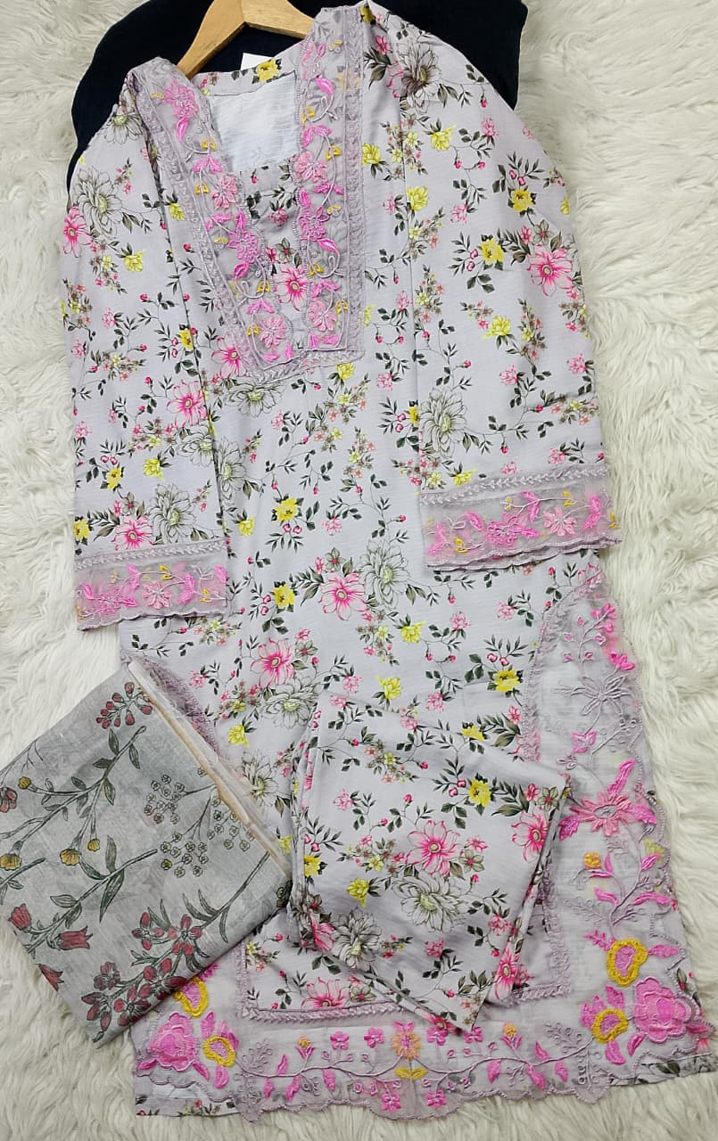 3 PIECE - EMBROIDERED LAWN SUIT