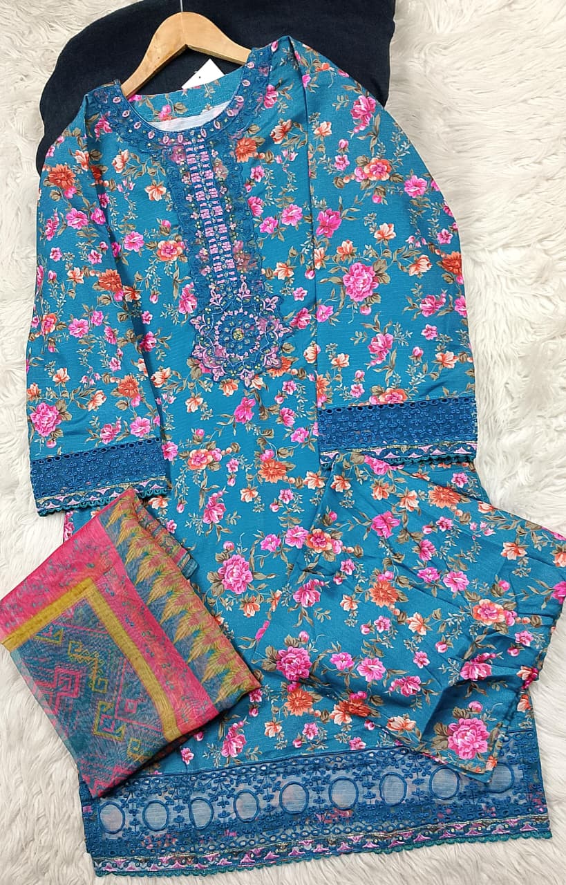 3 PIECE - EMBROIDERED LAWN SUIT