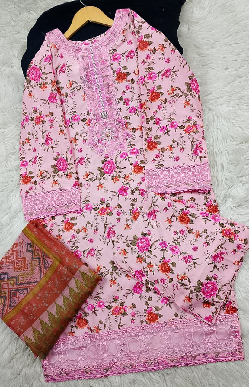 3 PIECE - EMBROIDERED LAWN SUIT