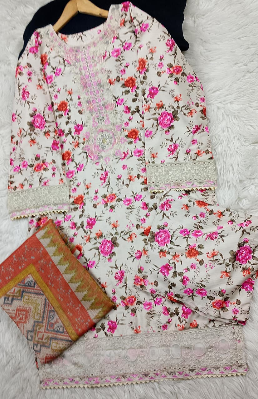 3 PIECE - EMBROIDERED LAWN SUIT