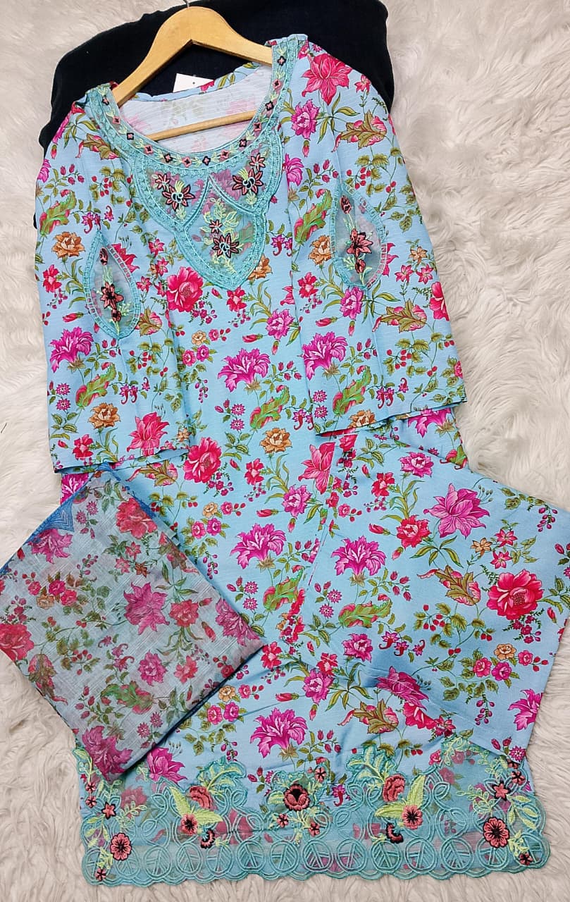 3 PIECE - EMBROIDERED LAWN SUIT