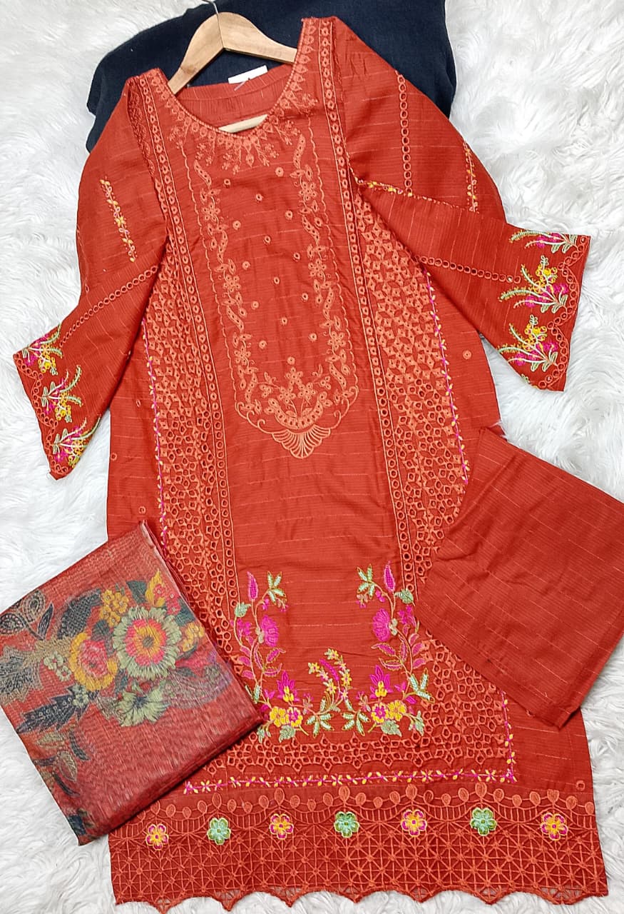 3 PIECE - EMBROIDERED LAWN SUIT