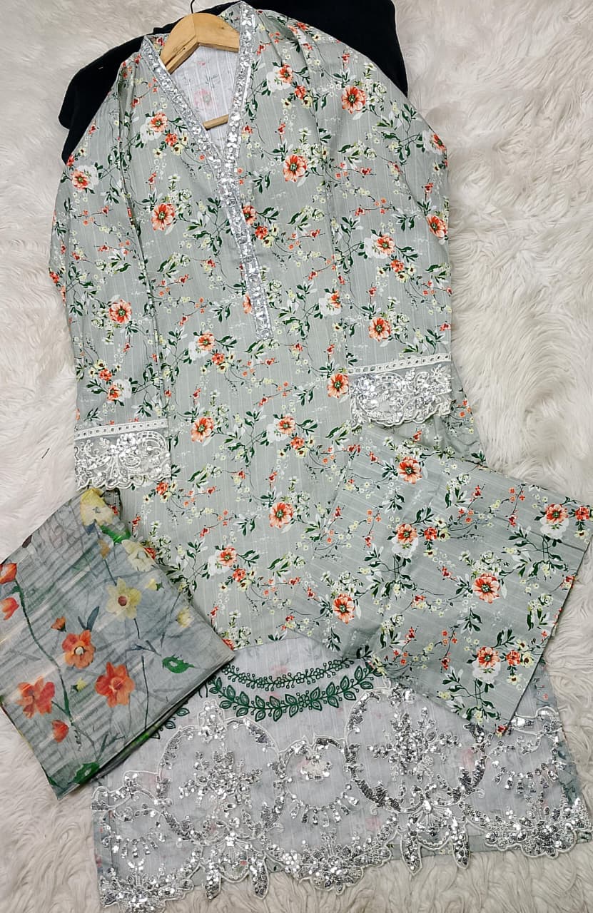 3 PIECE - EMBROIDERED LAWN SUIT