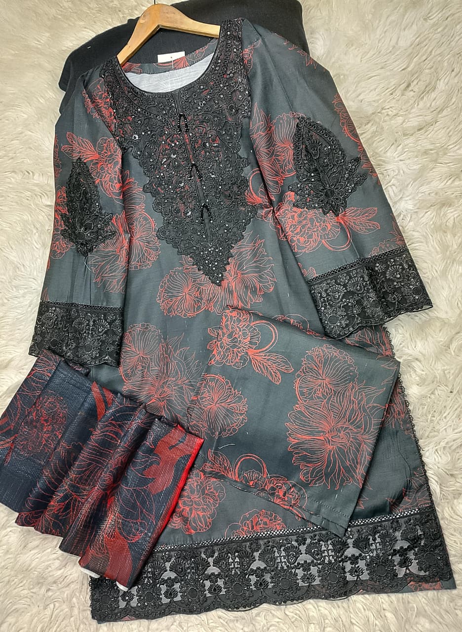 3 PIECE - EMBROIDERED LAWN SUIT