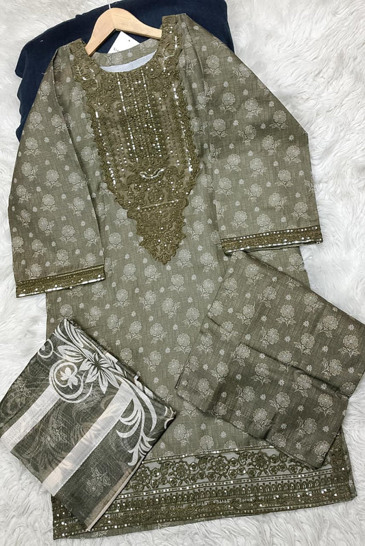3 PIECE - EMBROIDERED LAWN SUIT