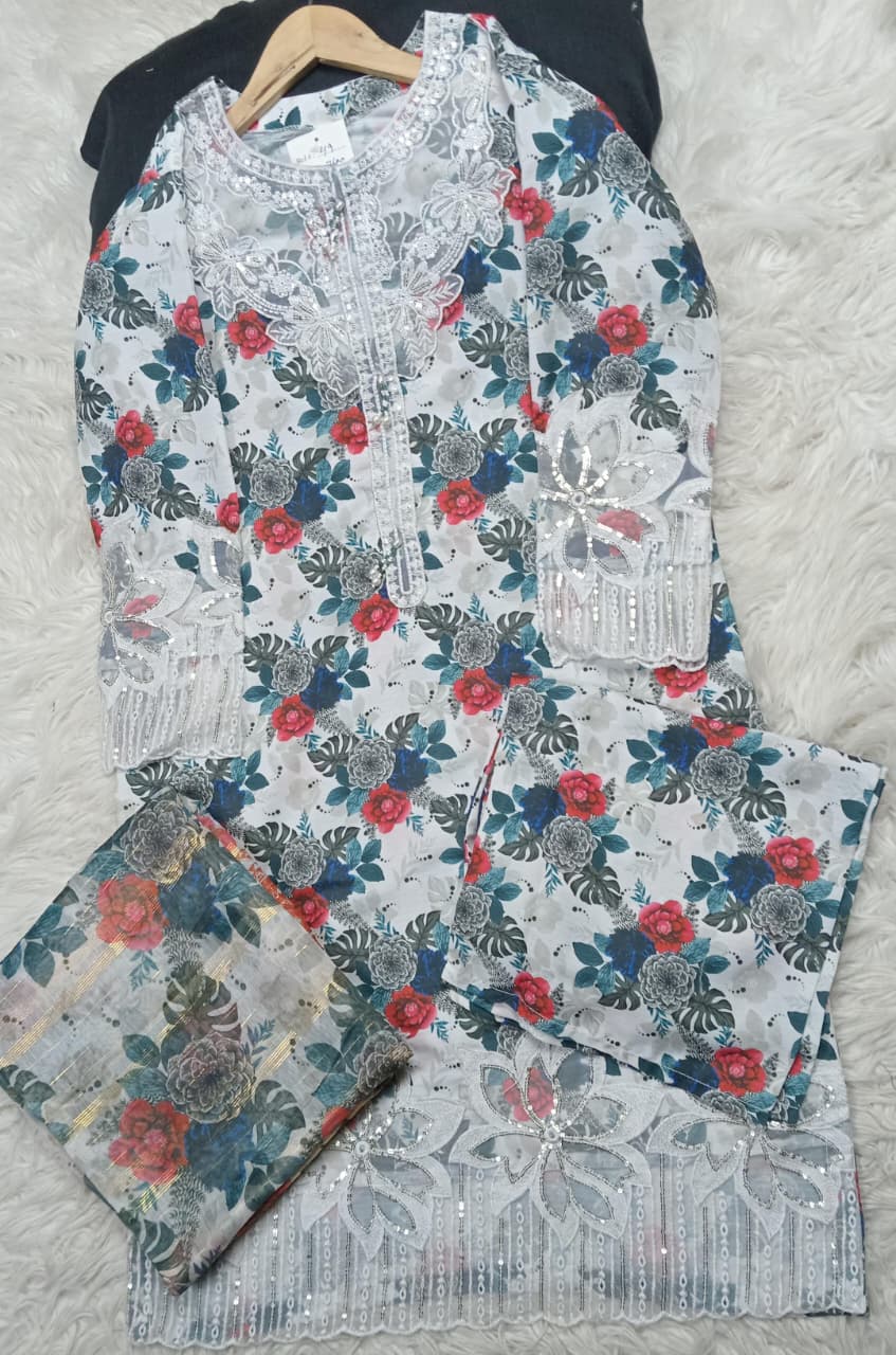 3 PIECE - EMBROIDERED LAWN SUIT