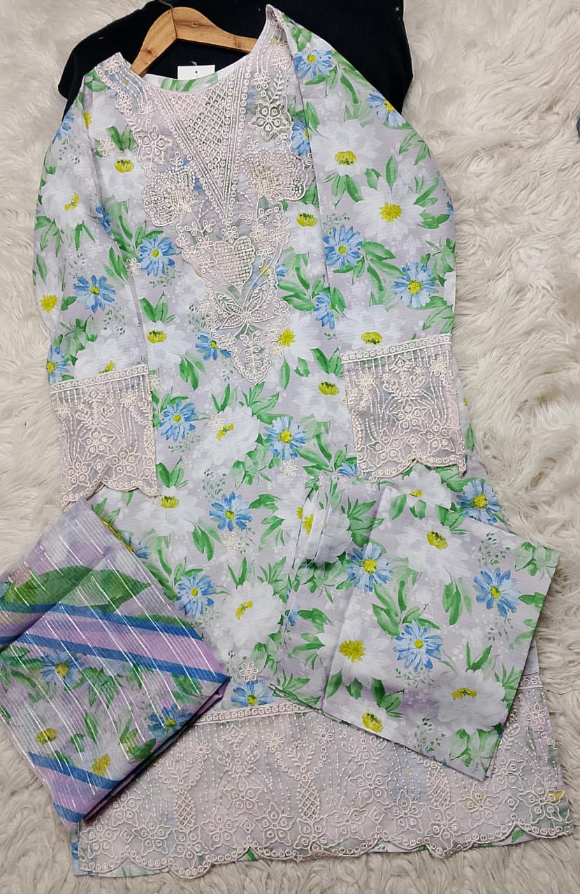 3 PIECE - EMBROIDERED LAWN SUIT
