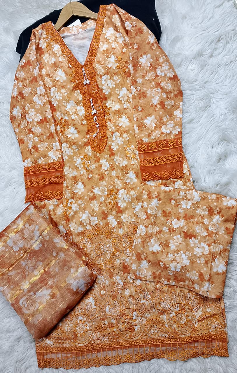 3 PIECE - EMBROIDERED LAWN SUIT