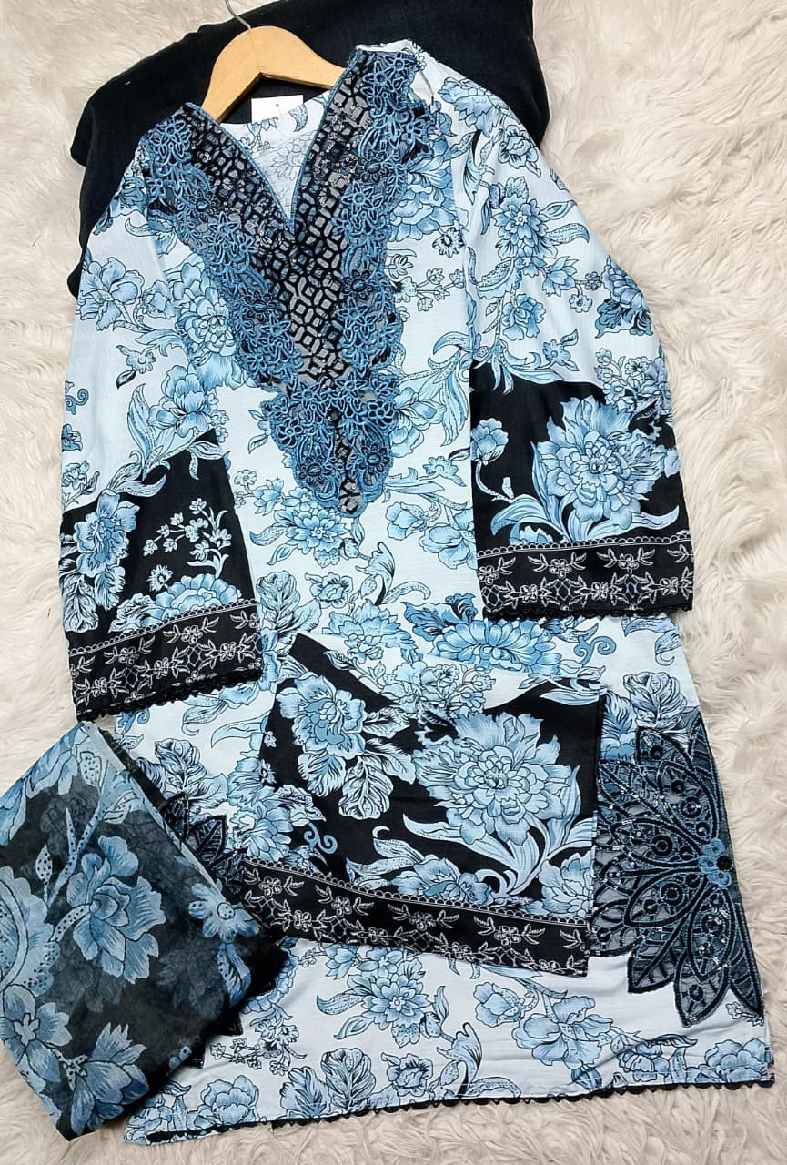 3 PIECE - EMBROIDERED LAWN SUIT