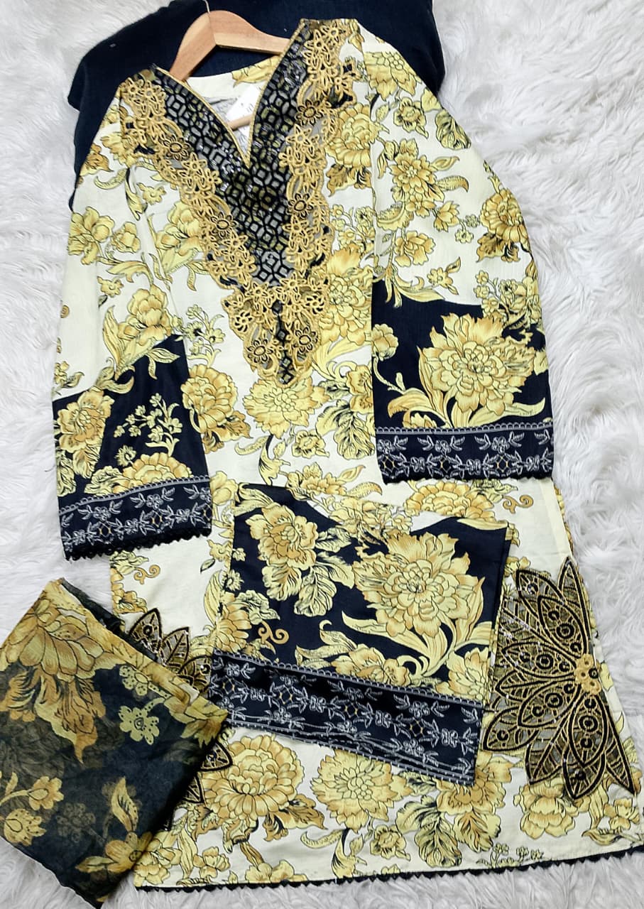 3 PIECE - EMBROIDERED LAWN SUIT