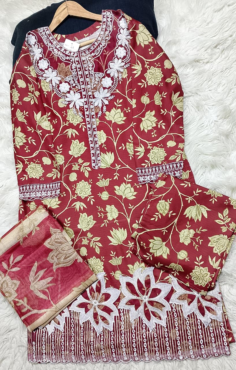 3 PIECE - EMBROIDERED LAWN SUIT