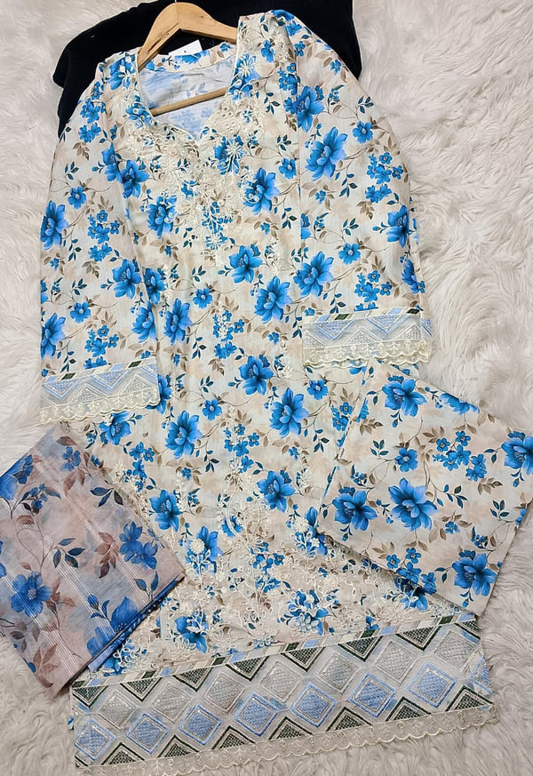 3 PIECE - EMBROIDERED LAWN SUIT