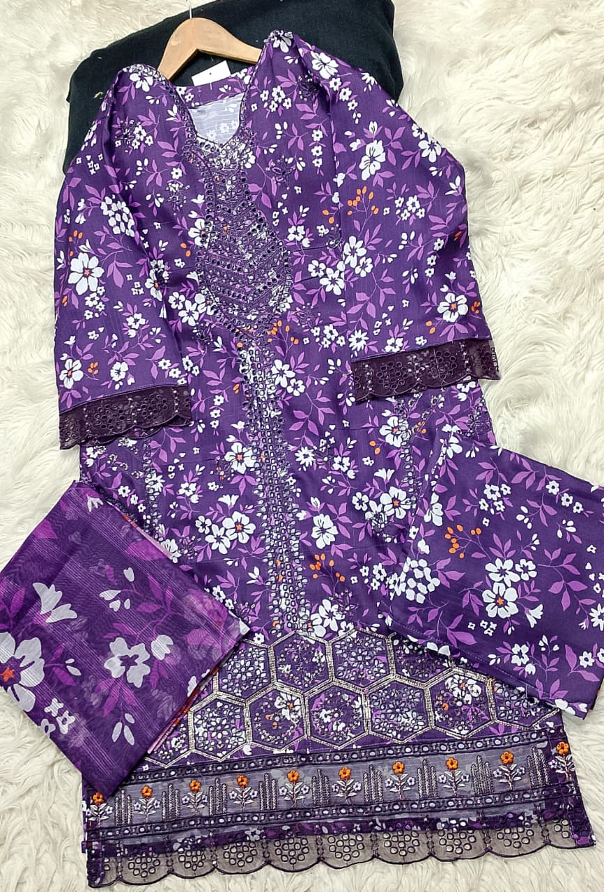3 PIECE - EMBROIDERED LAWN SUIT