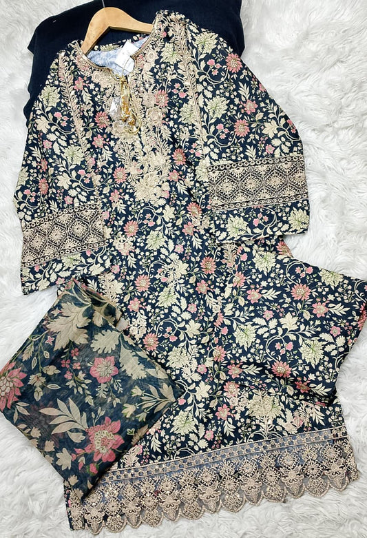 3 PIECE - EMBROIDERED LAWN SUIT