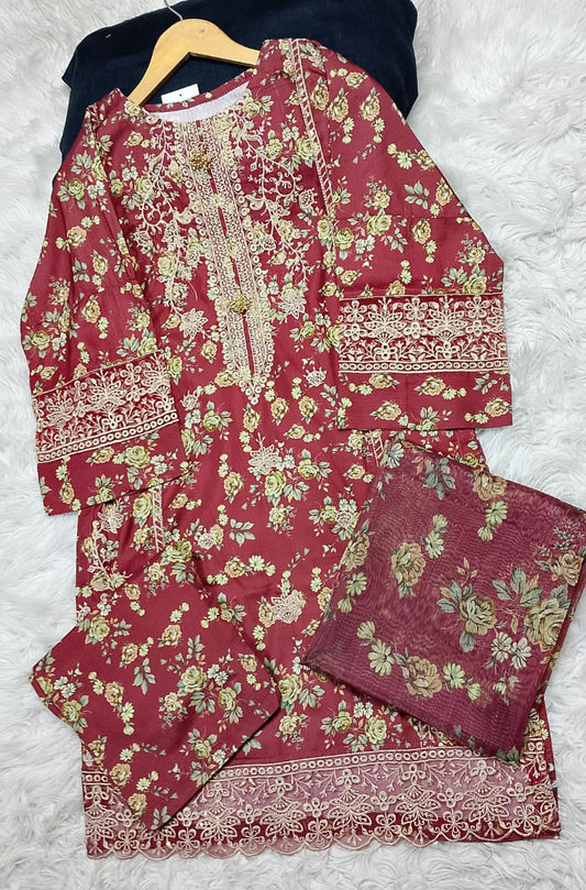 3 PIECE - EMBROIDERED LAWN SUIT