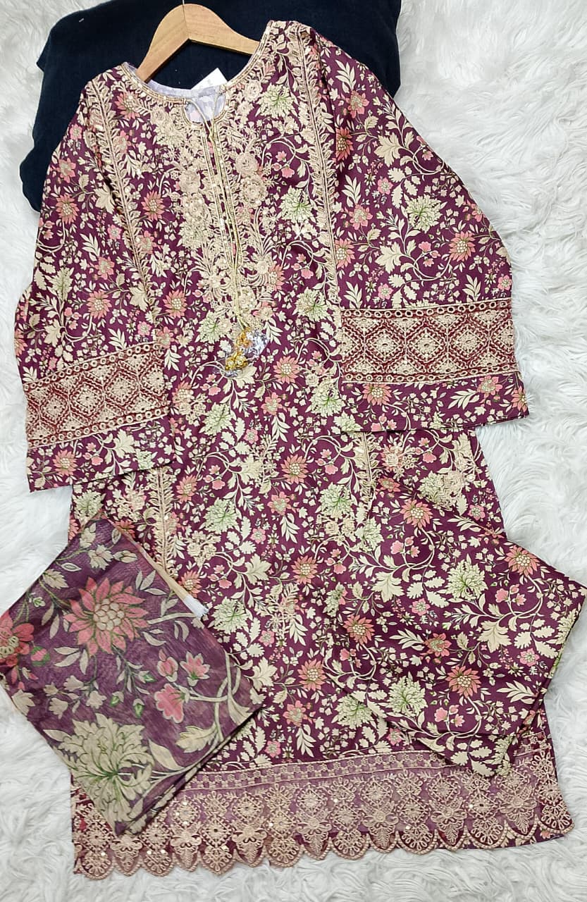 3 PIECE - EMBROIDERED LAWN SUIT