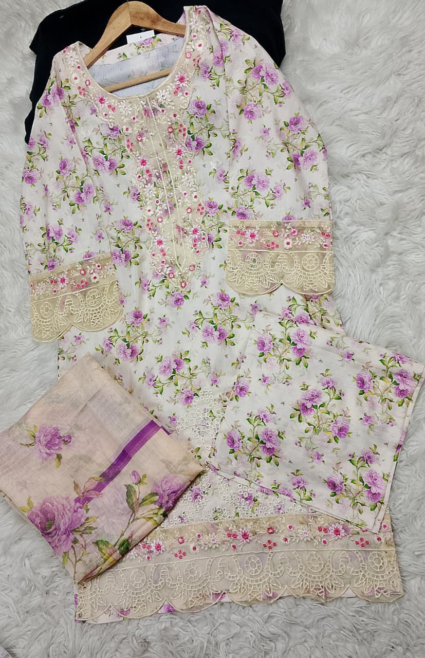 3 PIECE - EMBROIDERED LAWN SUIT