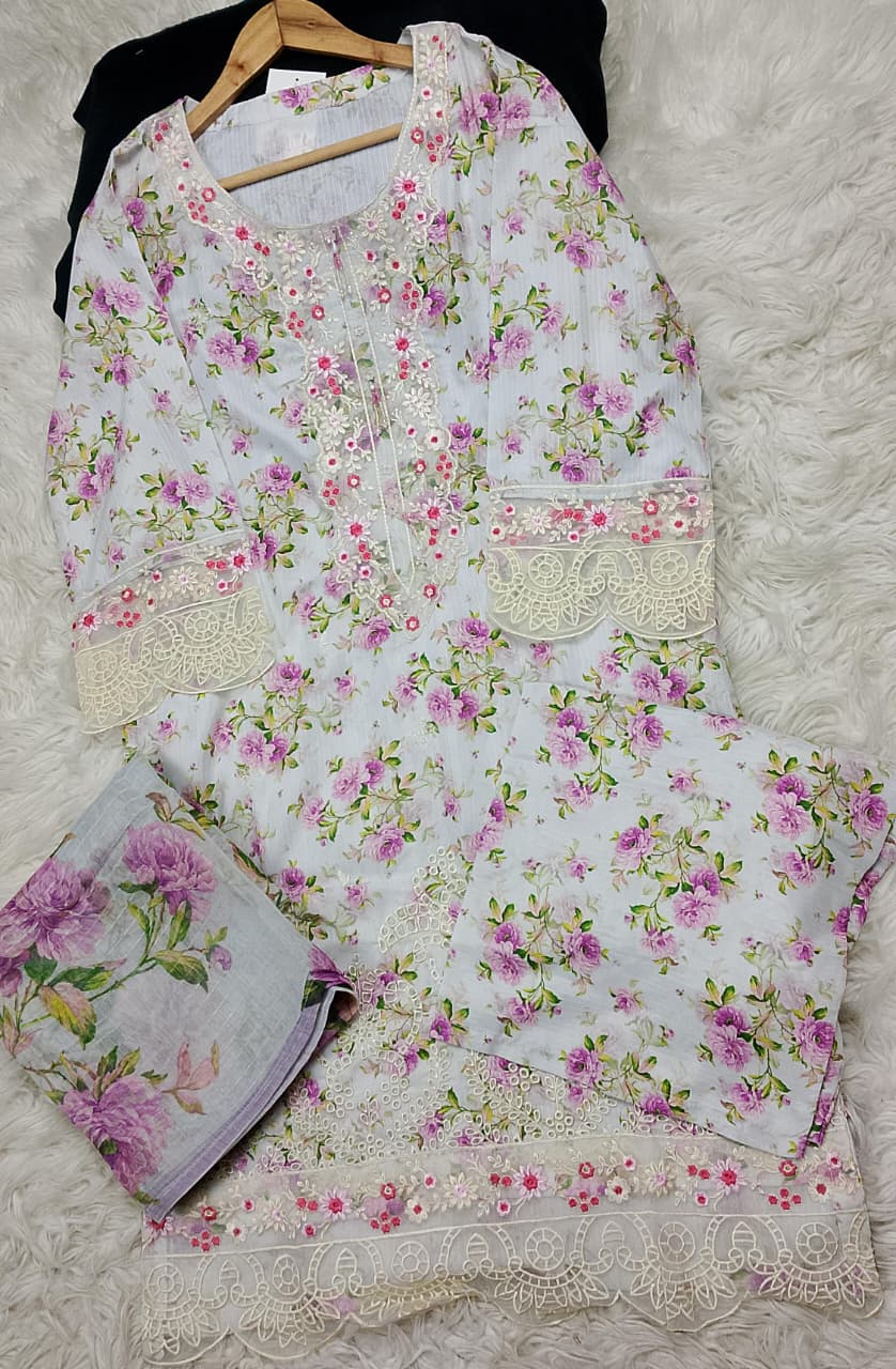 3 PIECE - EMBROIDERED LAWN SUIT