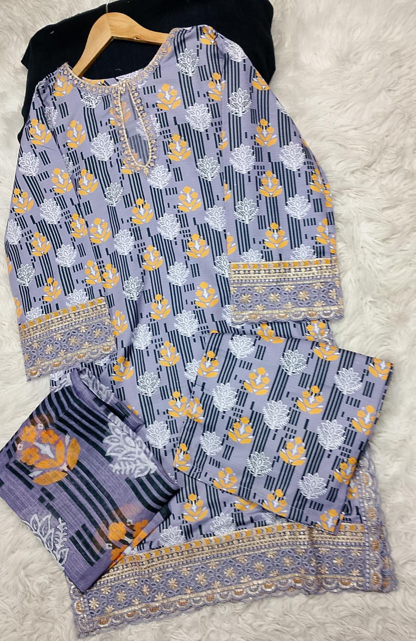 3 PIECE - EMBROIDERED LAWN SUIT