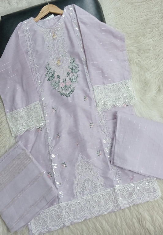 3 PIECE - EMBROIDERED DORIA COTTON SUIT