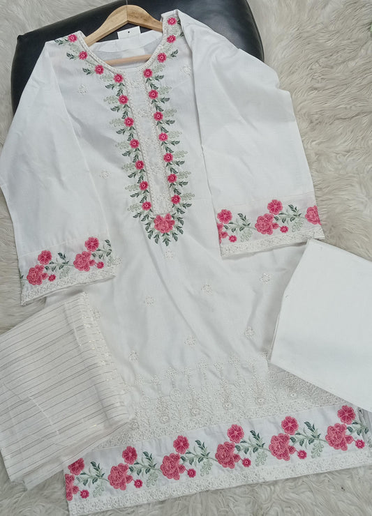 3 PIECE - EMBROIDERED DORIA COTTON SUIT