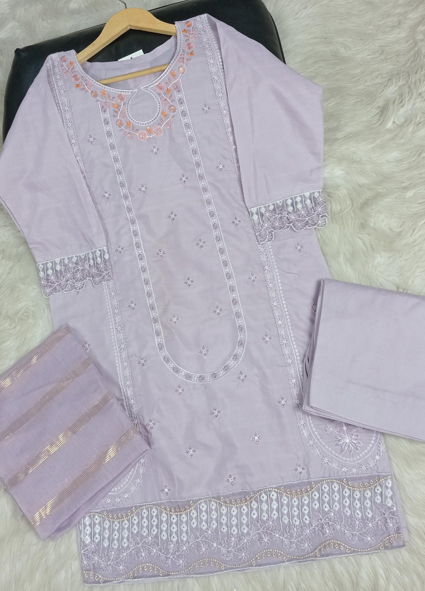 3 PIECE - EMBROIDERED DORIA COTTON SUIT