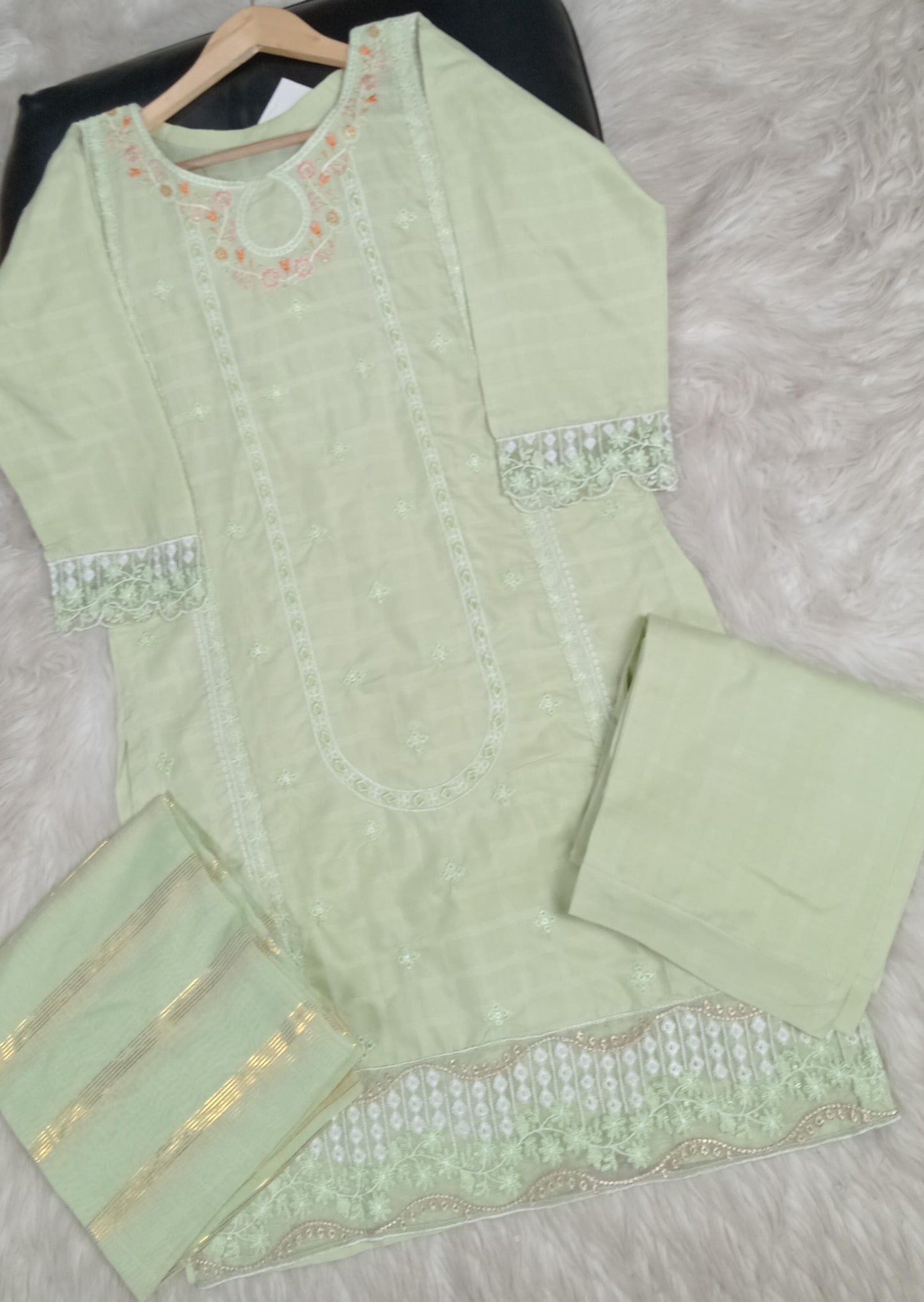 3 PIECE - EMBROIDERED DORIA COTTON SUIT