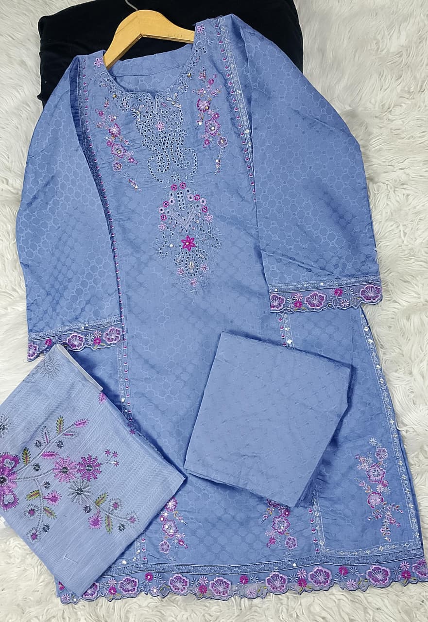 3 PIECE - EMBROIDERED DORIA COTTON SUIT