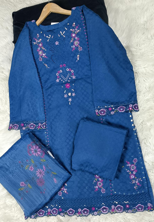 3 PIECE - EMBROIDERED DORIA COTTON SUIT