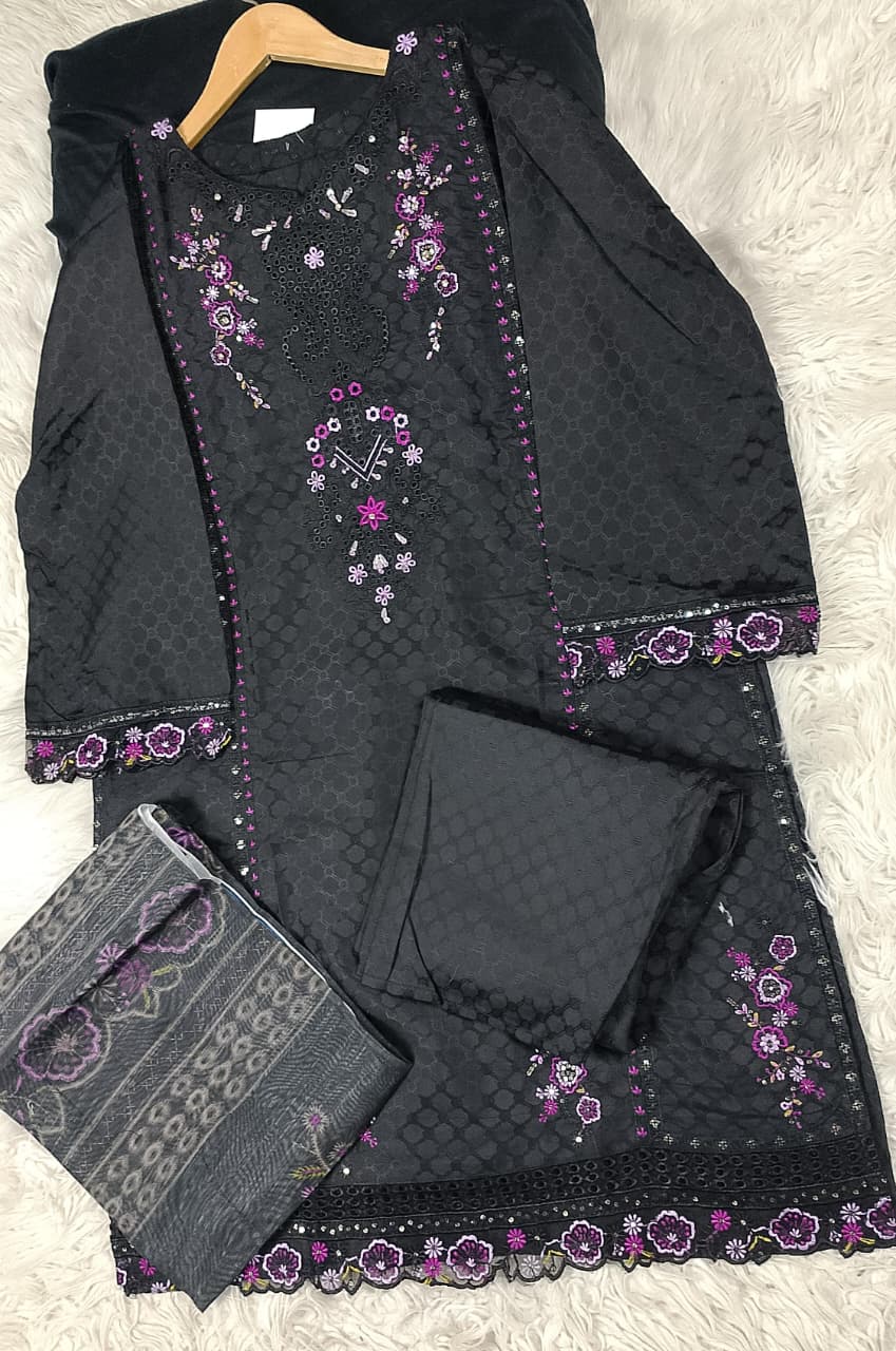 3 PIECE - EMBROIDERED DORIA COTTON SUIT