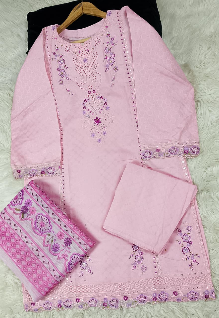 3 PIECE - EMBROIDERED DORIA COTTON SUIT