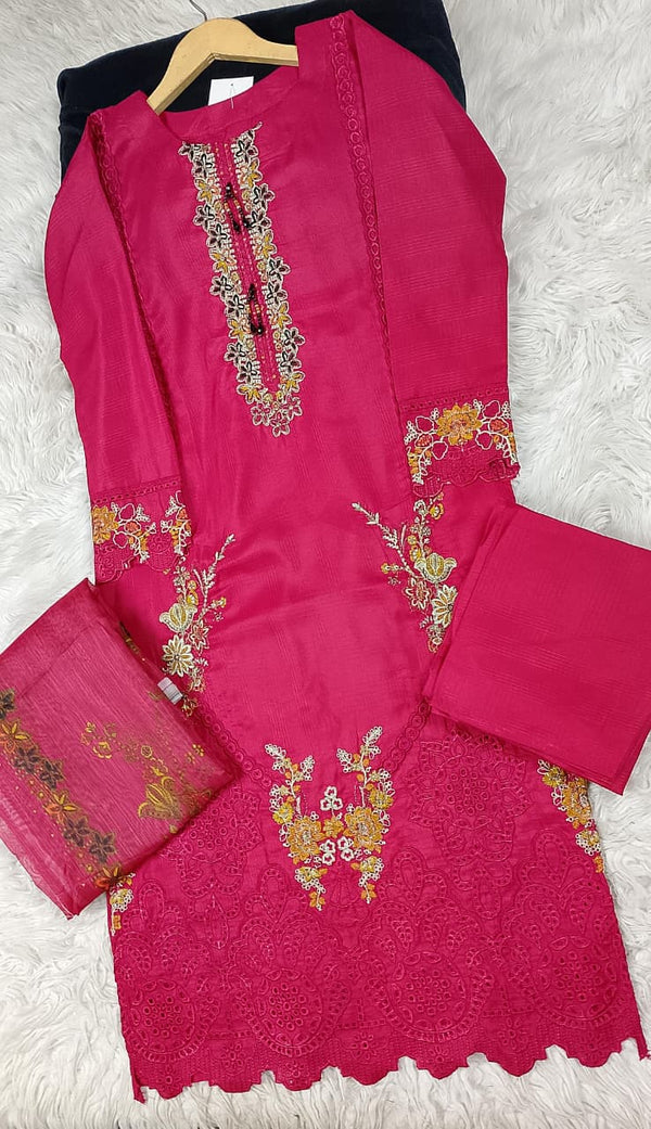 3 PIECE - EMBROIDERED DORIA COTTON SUIT