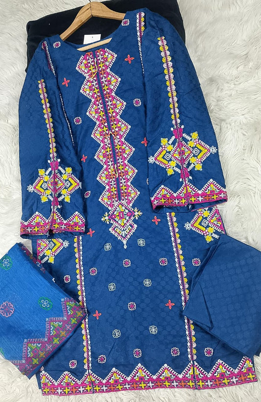 3 PIECE - EMBROIDERED DORIA COTTON SUIT