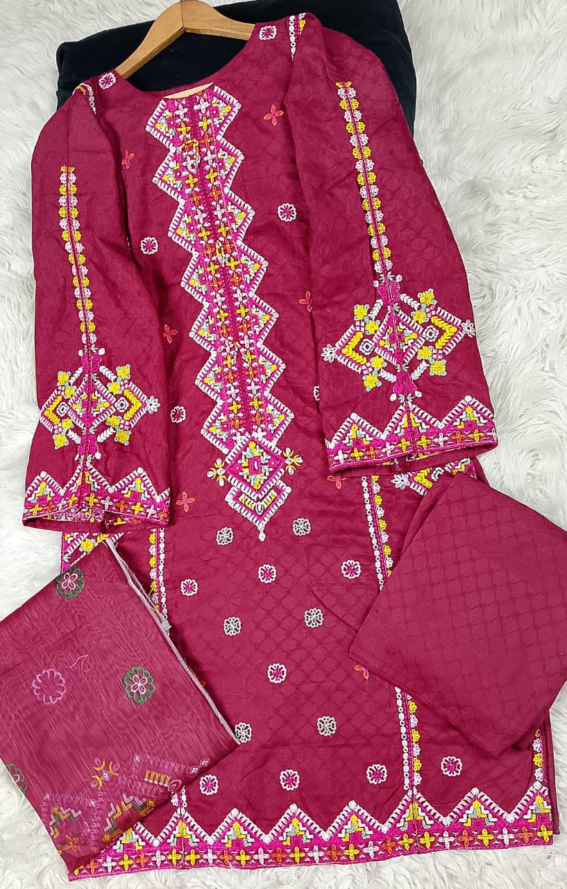 3 PIECE - EMBROIDERED DORIA COTTON SUIT