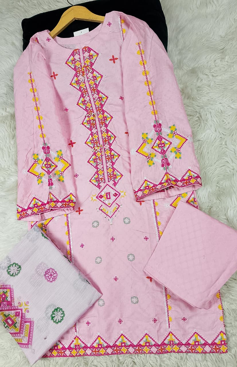 3 PIECE - EMBROIDERED DORIA COTTON SUIT