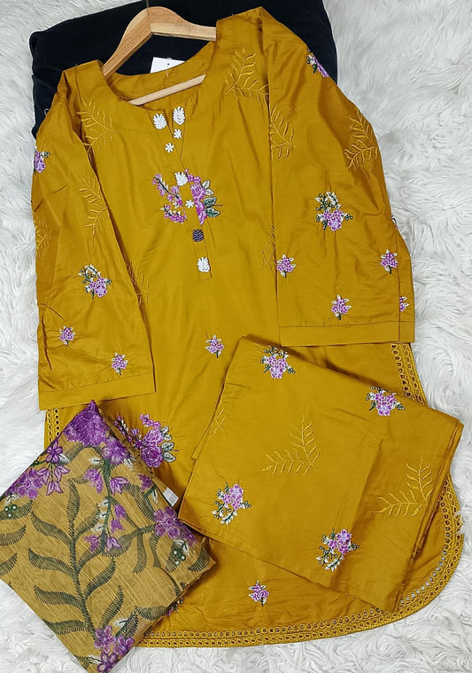 3 PIECE - EMBROIDERED DORIA COTTON SUIT