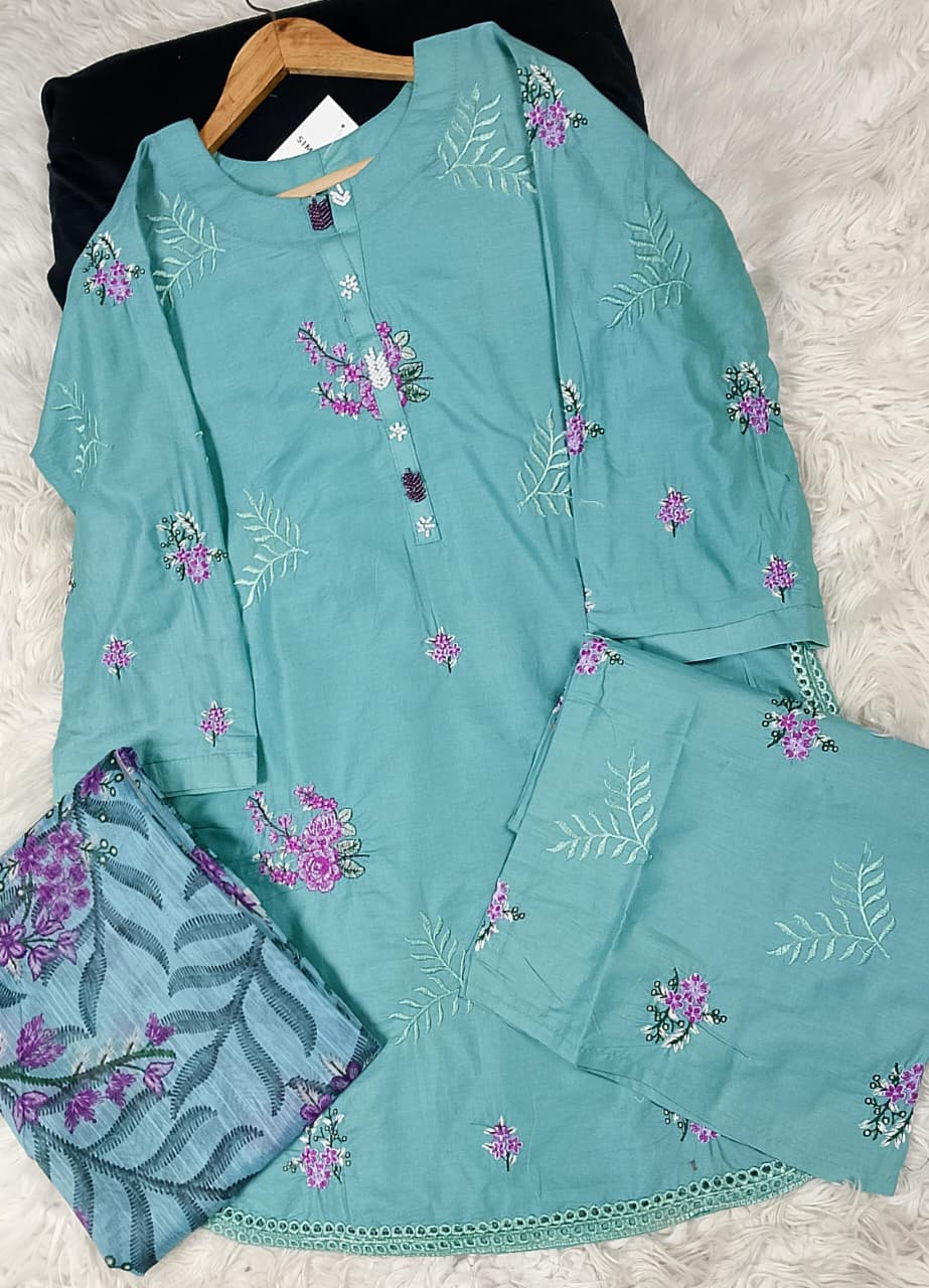 3 PIECE - EMBROIDERED DORIA COTTON SUIT