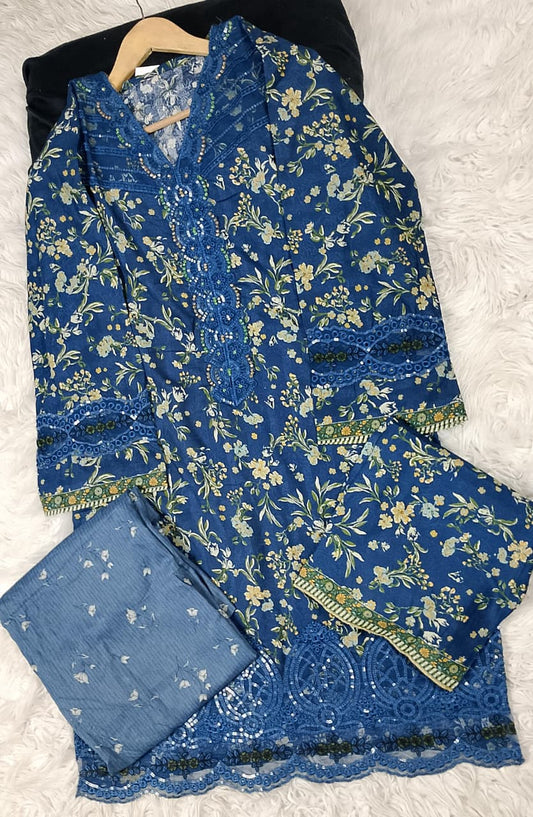 3 PIECE - EMBROIDERED DORIA COTTON SUIT