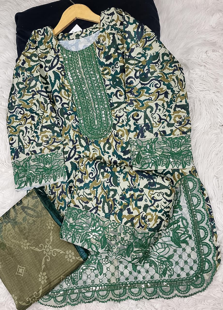 3 PIECE - EMBROIDERED DORIA COTTON SUIT