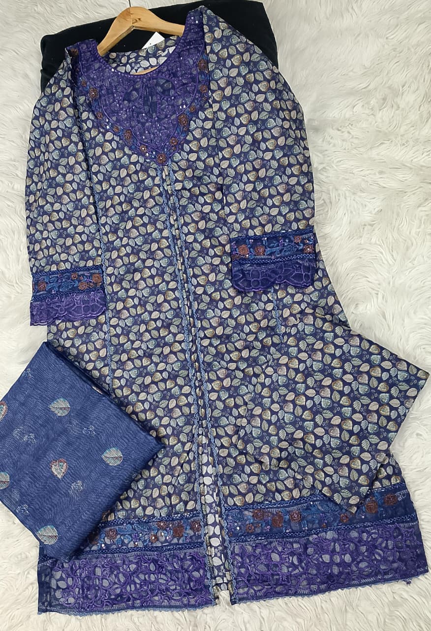 3 PIECE - EMBROIDERED DORIA COTTON SUIT