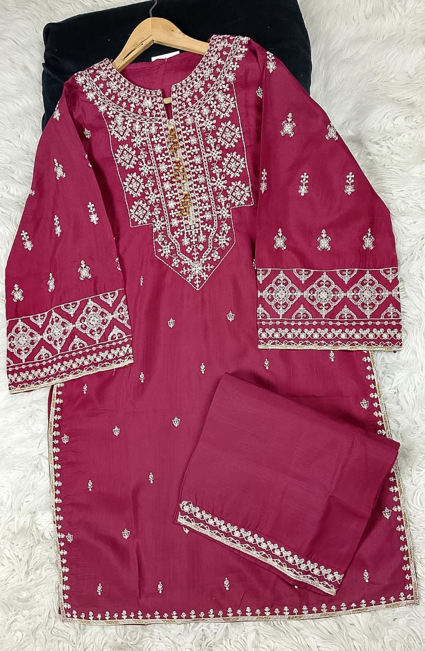 2 PIECE - EMBROIDERED DORIA COTTON SUIT