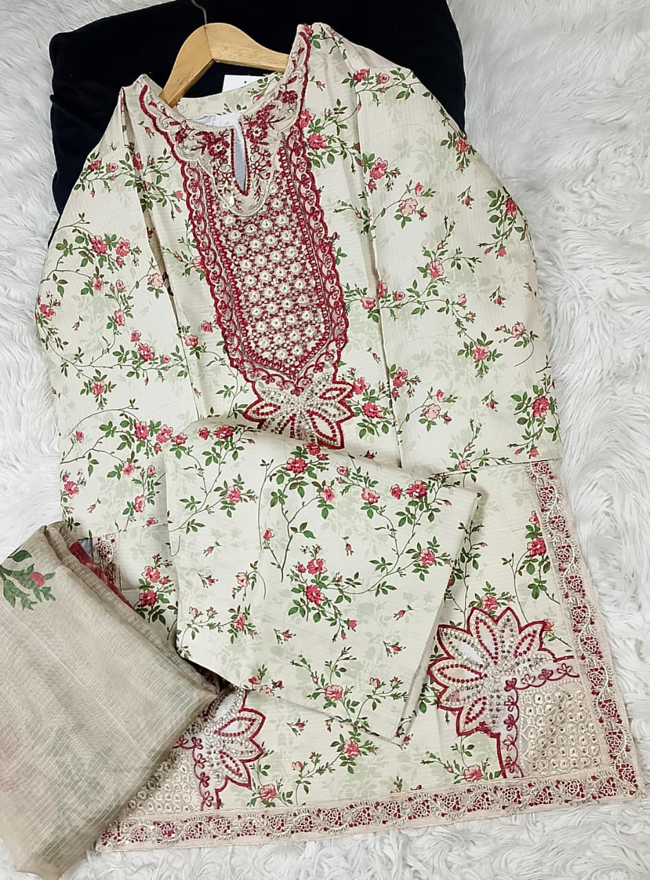 3 PIECE - EMBROIDERED DORIA COTTON SUIT