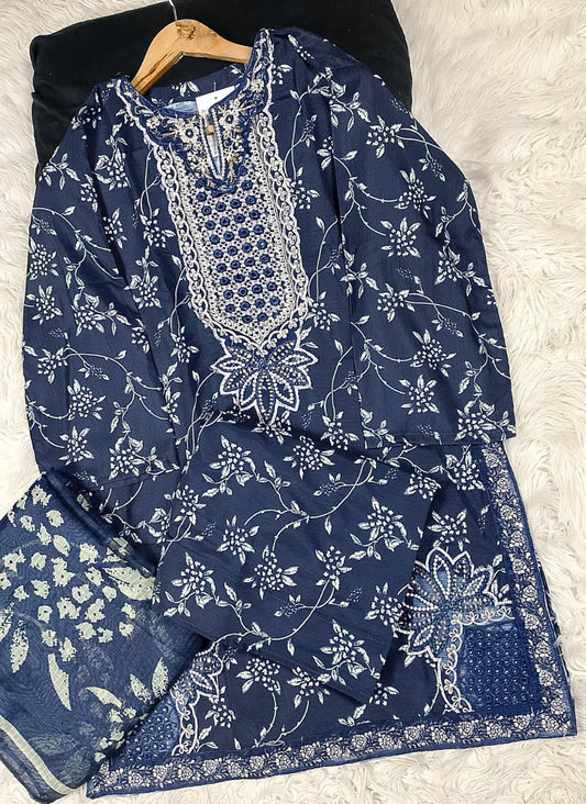 3 PIECE - EMBROIDERED DORIA COTTON SUIT