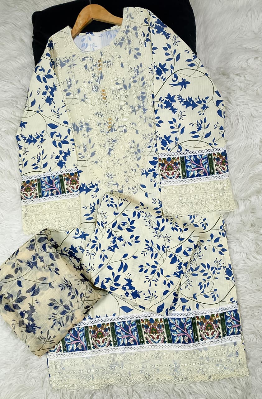3 PIECE - EMBROIDERED DORIA COTTON SUIT