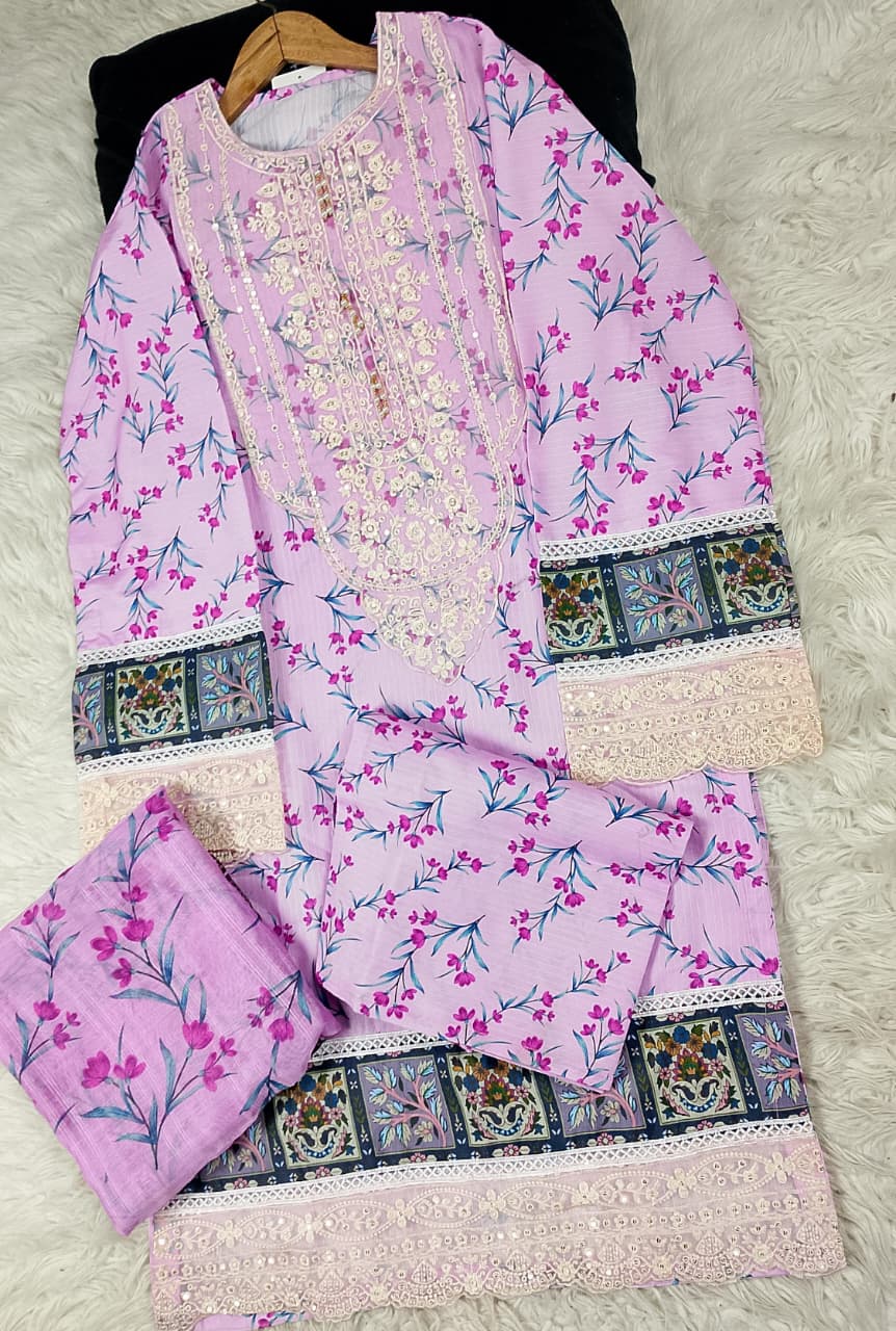 3 PIECE - EMBROIDERED DORIA COTTON SUIT
