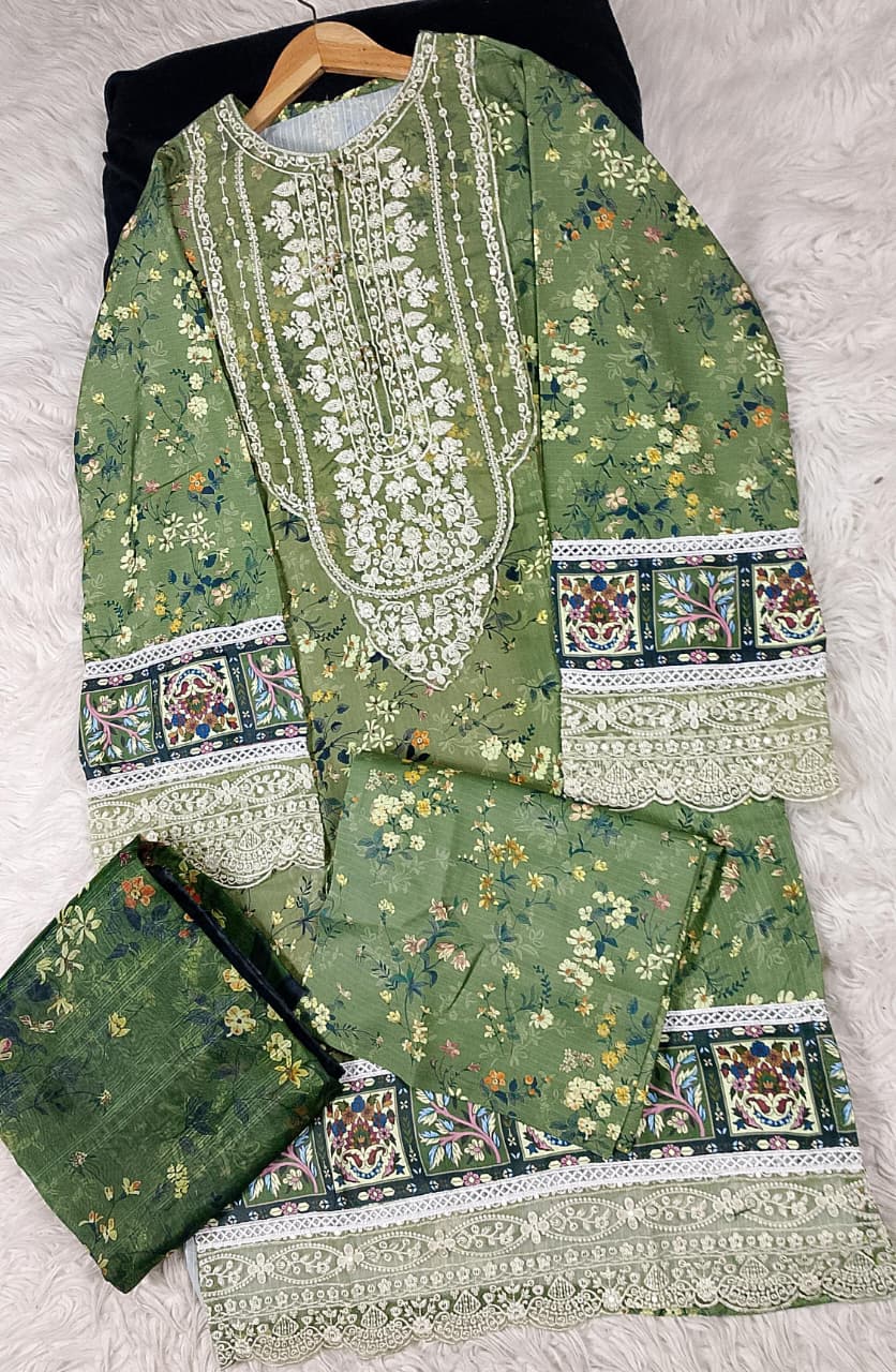 3 PIECE - EMBROIDERED DORIA COTTON SUIT