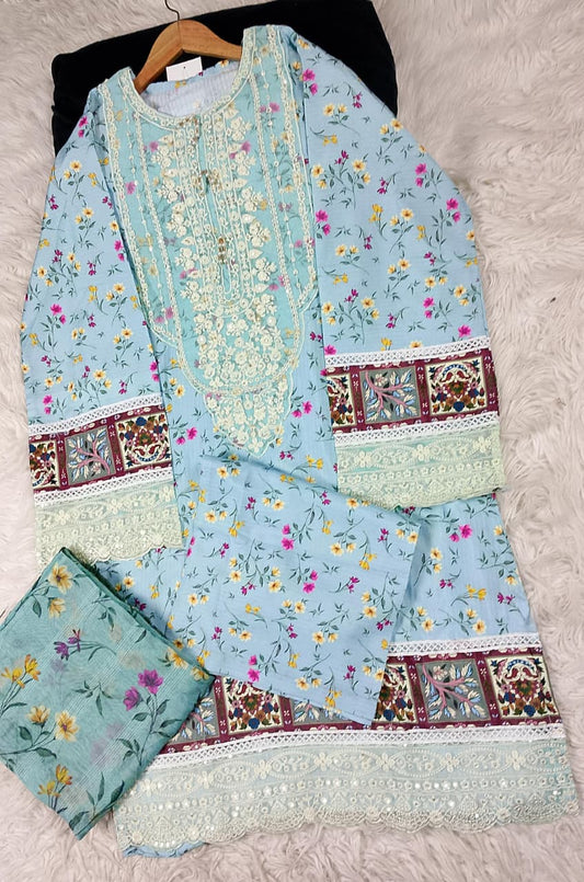 3 PIECE - EMBROIDERED DORIA COTTON SUIT