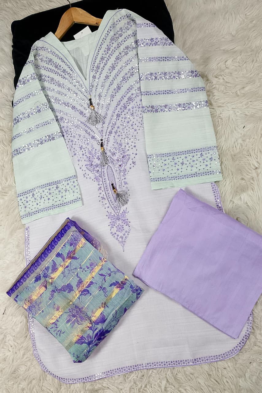 3 PIECE - EMBROIDERED DORIA COTTON SUIT